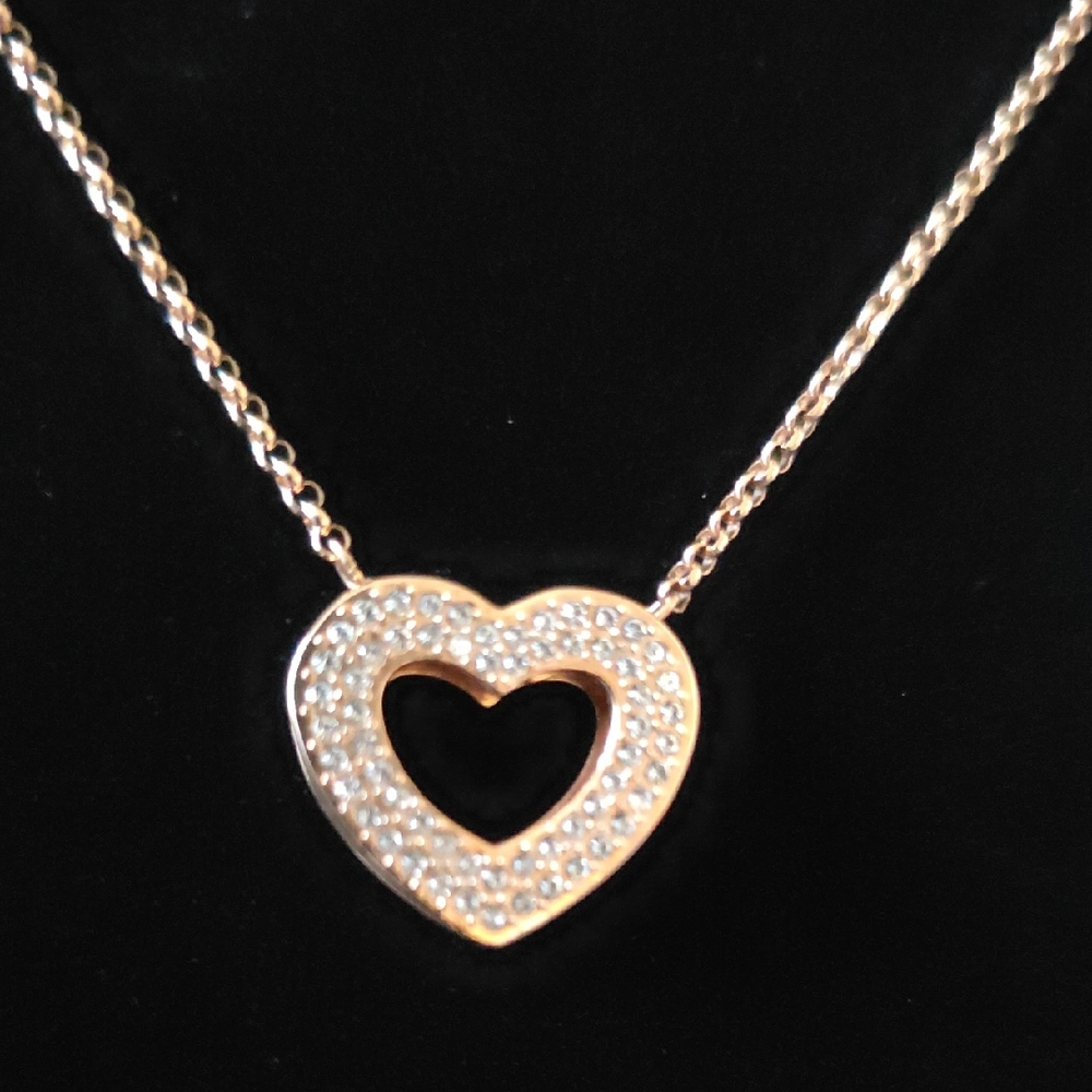 Swarovski Gold Heart‎ Necklace with Silver Accents